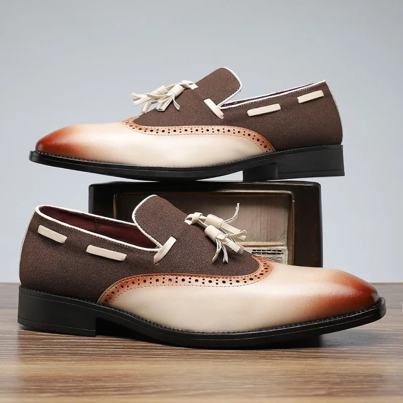 Gradient Tassel Faux Leather Loafers