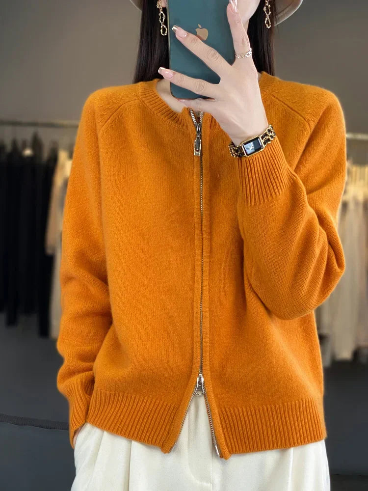 Cotton Zip Up Sweater