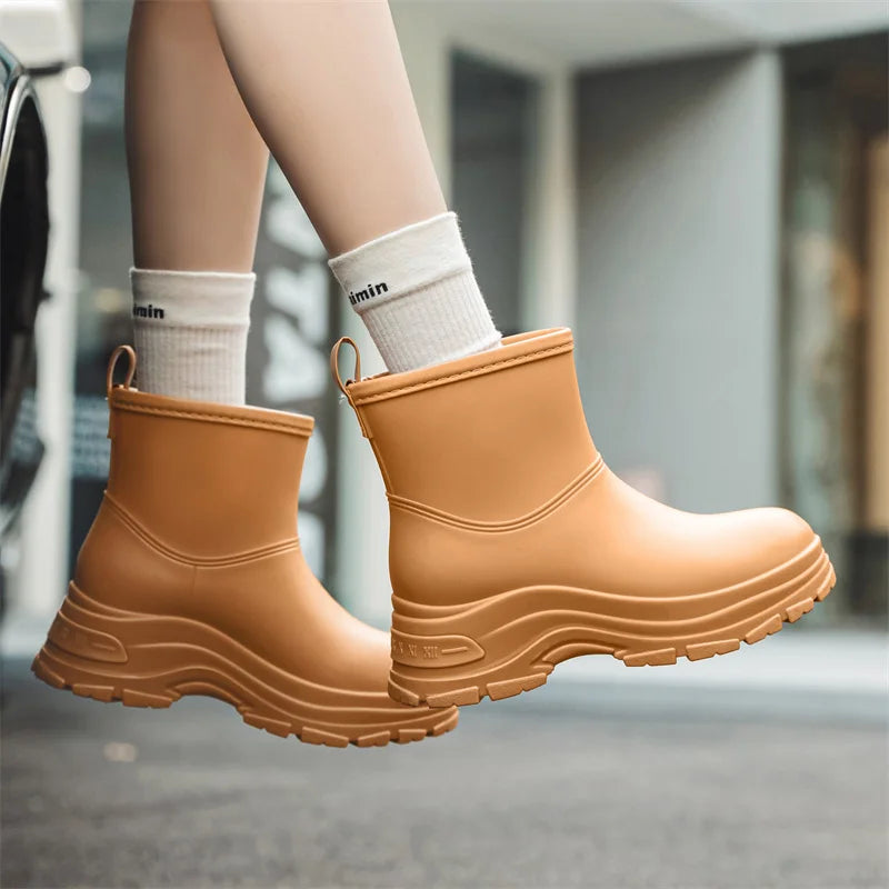 Women's Waterproof Mid-Calf Boots - Slip-Resistant Thick Outsole for Ultimate Comfort and Stability