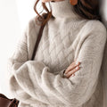 Cashmere Blend Turtleneck Knit Sweater
