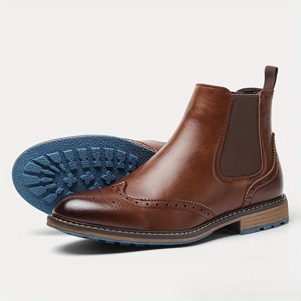 Men's Classic Chelsea Ankle Boots - Timeless Brogue Style Footwear