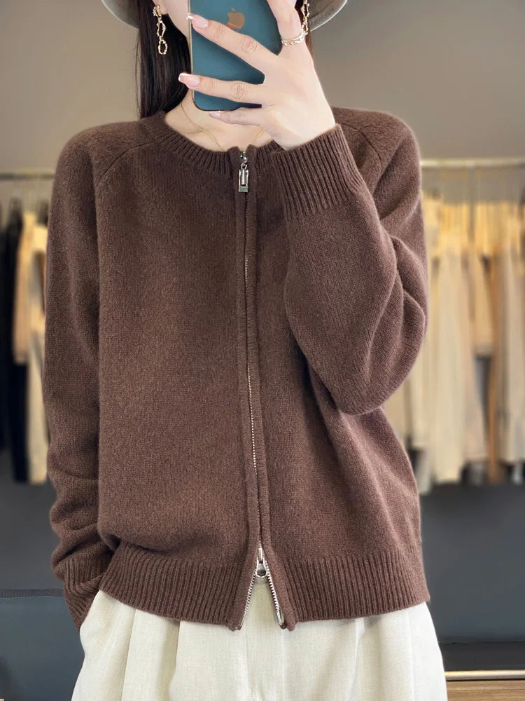 Cotton Zip Up Sweater