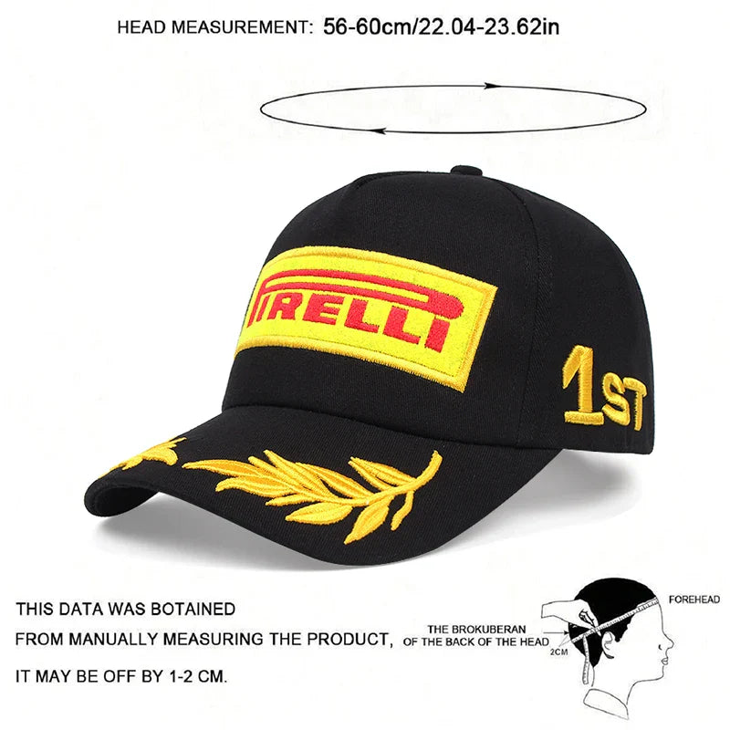 Fashion New Trend Pirelli Cool Racing Hat Street Hip Hop Hat Outdoor Decoration Sunshade Hat Men's and Women's Same Baseball Hat