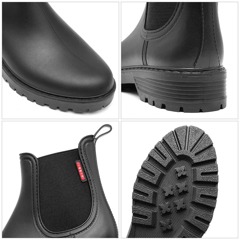 Women's Chelsea Waterproof Rain Boots - Slip-Resistant Rubber Sole for All-Weather Comfort