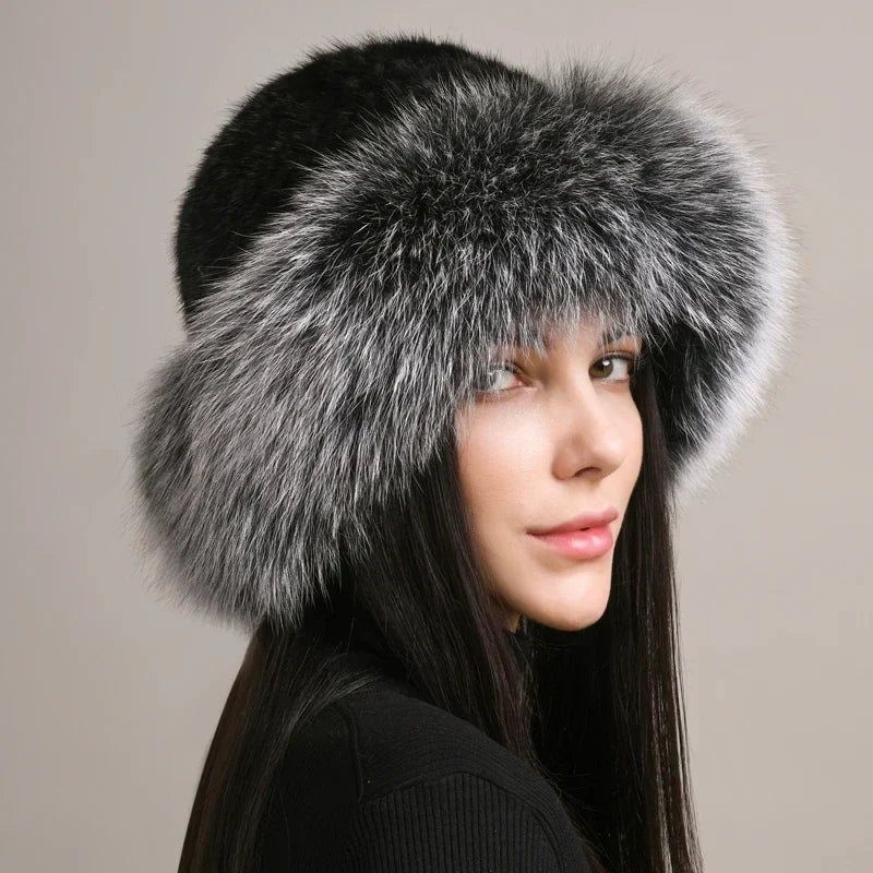 Siberian Aurora Knitted Faux Fur Hat
