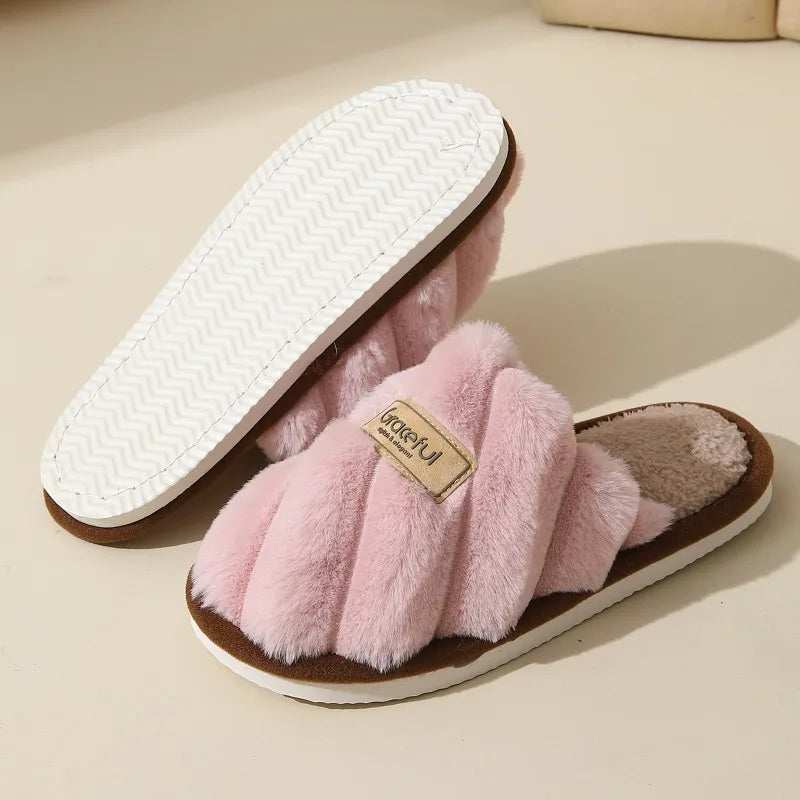 Cozy Women's Plush Slide Slippers - Soft Cushioned Indoor Comfort Footwear