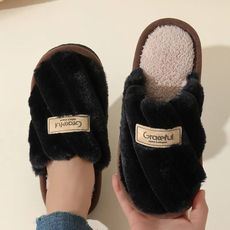 Cozy Women's Plush Slide Slippers - Soft Cushioned Indoor Comfort Footwear