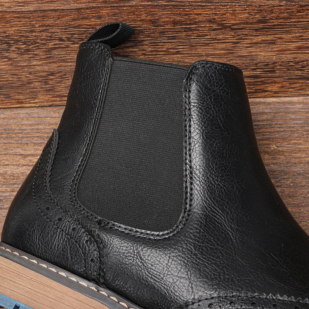 Men's Classic Chelsea Ankle Boots - Timeless Brogue Style Footwear