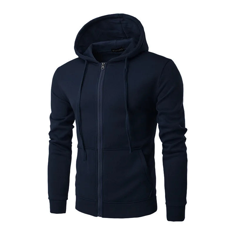 Men's Slim Fit Zip-Up Sport Hoodie with Adjustable Drawstring Hood - Perfect for Active Lifestyle