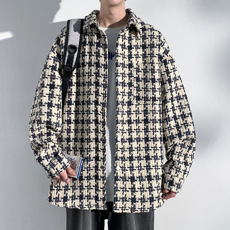 Houndstooth Cotton Overshirt Jacket