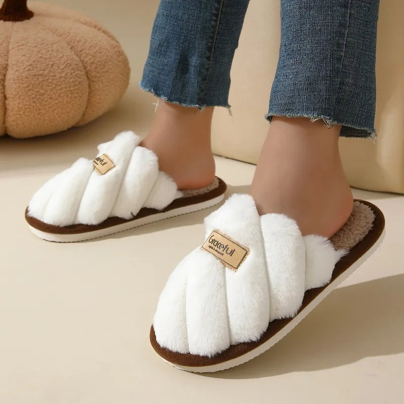 Cozy Women's Plush Slide Slippers - Soft Cushioned Indoor Comfort Footwear