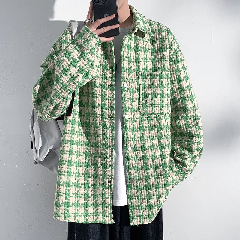 Houndstooth Cotton Overshirt Jacket