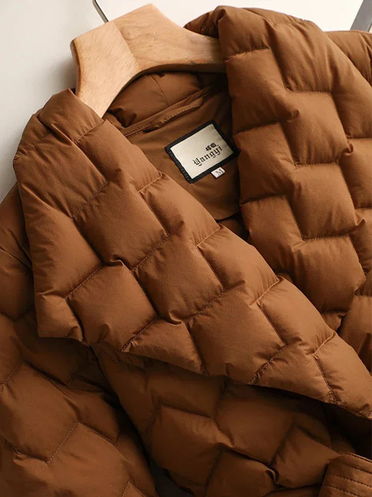 Antonella Elegant Belted Down Jacket - Stylish Women's Winter Coat for Ultimate Warmth