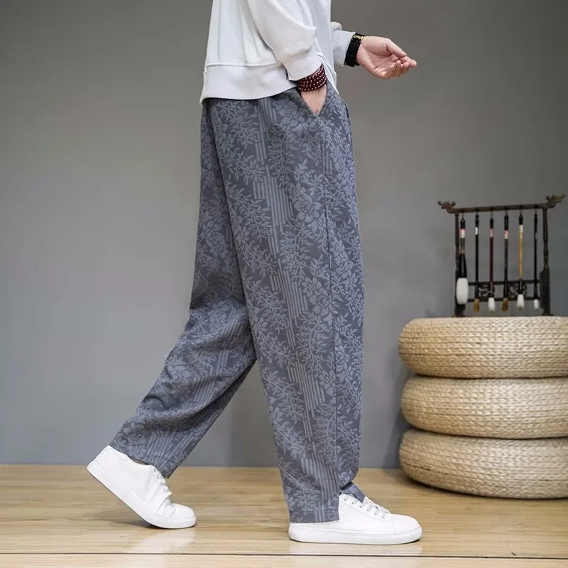 Floral Linen Straight Leg Pants