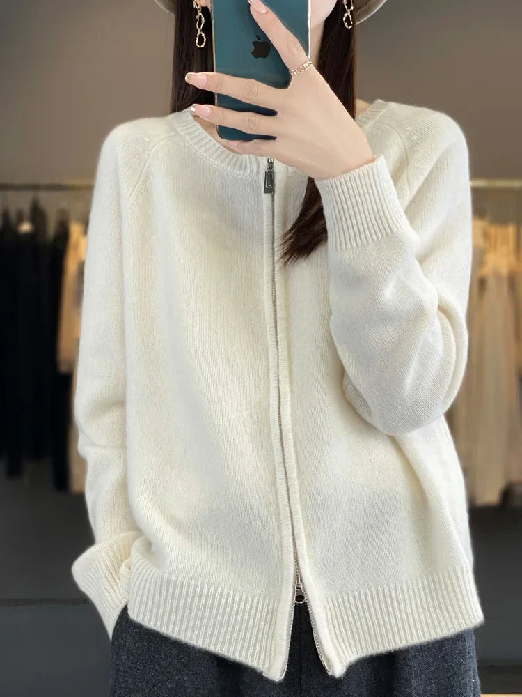 Cotton Zip Up Sweater