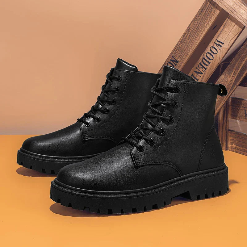 Men's Waterproof High-Top Lace-Up Boots with Anti-Slip Sole - Perfect for Outdoor Adventures