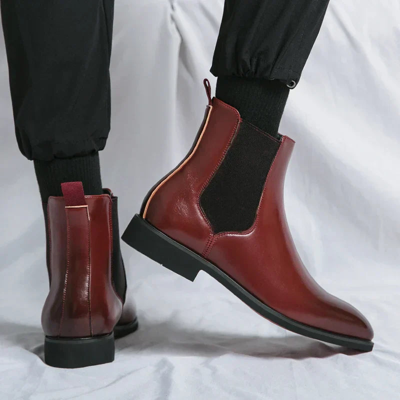 Men's Classic Chelsea Slip-On Ankle Boots with Red Sole - Stylish & Comfortable Footwear for Every Occasion
