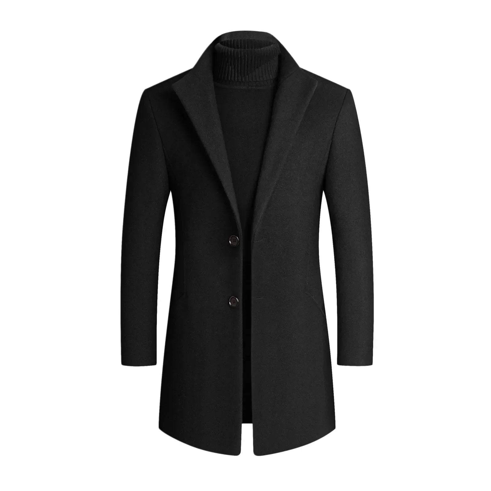 Men's Slim Fit Long Coat - Classic Lapel Design, Stylish Outerwear for Every Occasion