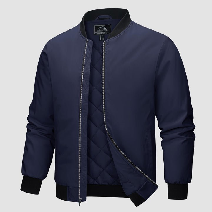 Men's Quilted Winter Bomber Jacket - Windproof Zip-Up Coat for Ultimate Warmth and Style