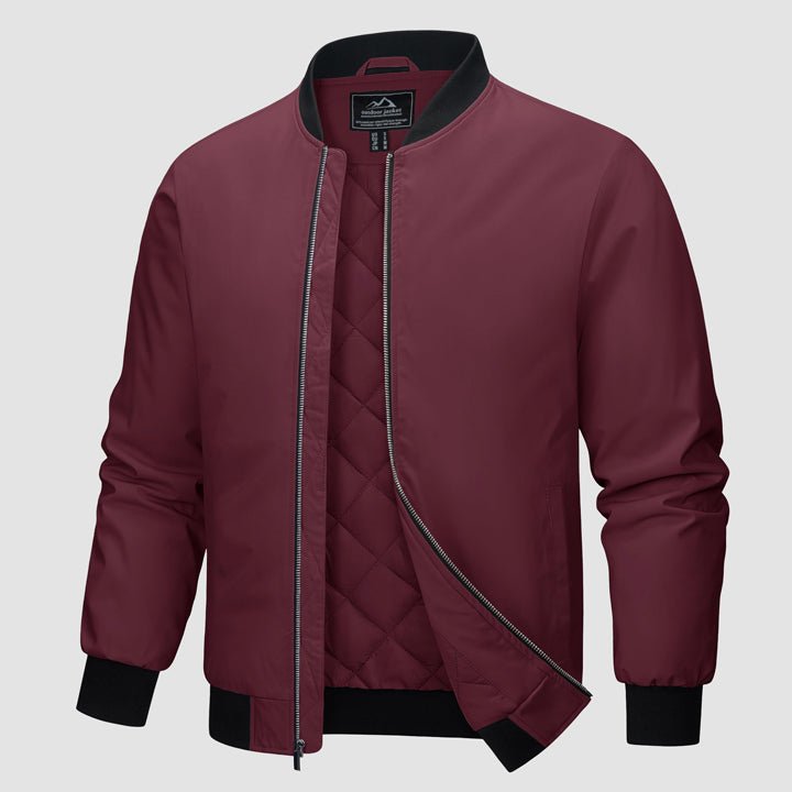 Men's Quilted Winter Bomber Jacket - Windproof Zip-Up Coat for Ultimate Warmth and Style