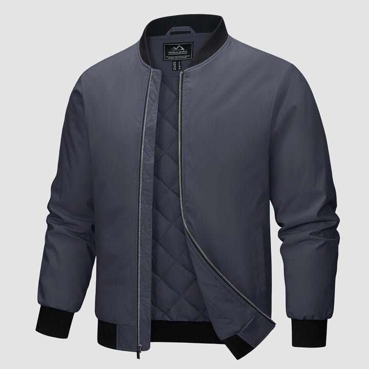 Men's Quilted Winter Bomber Jacket - Windproof Zip-Up Coat for Ultimate Warmth and Style