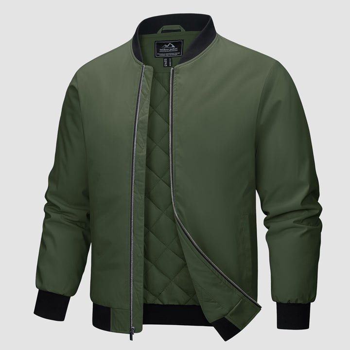 Men's Quilted Winter Bomber Jacket - Windproof Zip-Up Coat for Ultimate Warmth and Style