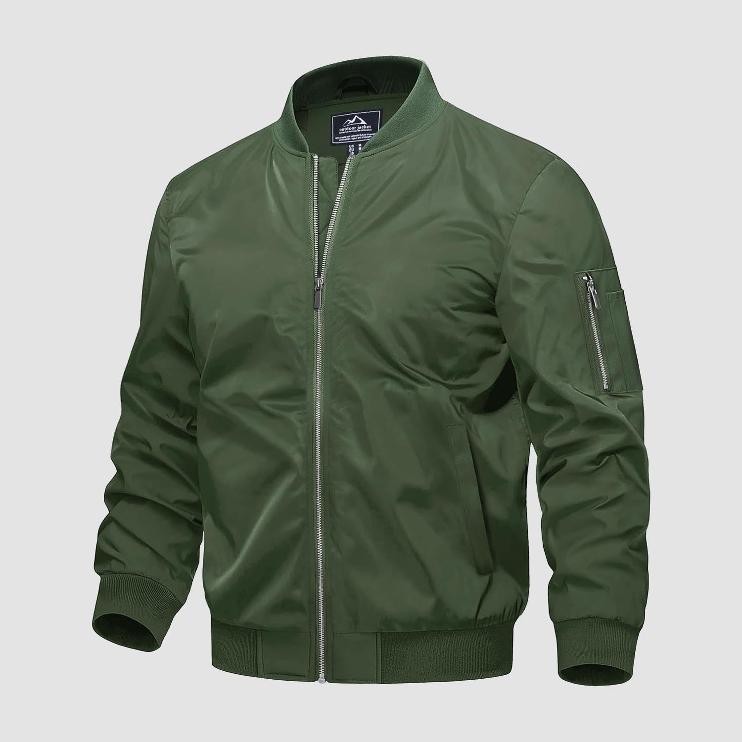 Men's Quilted Windproof Bomber Jacket with Pockets - Stylish & Durable Outerwear for All Seasons