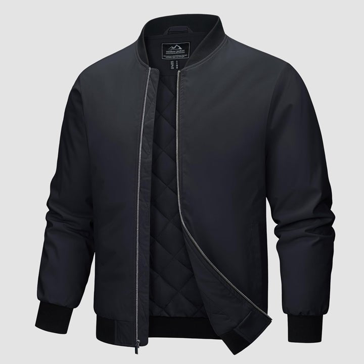 Men's Quilted Winter Bomber Jacket - Windproof Zip-Up Coat for Ultimate Warmth and Style