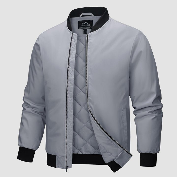 Men's Quilted Winter Bomber Jacket - Windproof Zip-Up Coat for Ultimate Warmth and Style