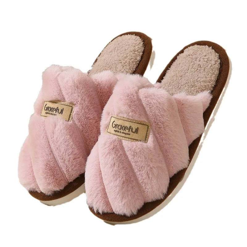 Cozy Women's Plush Slide Slippers - Soft Cushioned Indoor Comfort Footwear