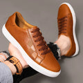 Men's Low-Top Lace-Up Sneakers with Stylish Contrast Sole - Comfortable Casual Footwear