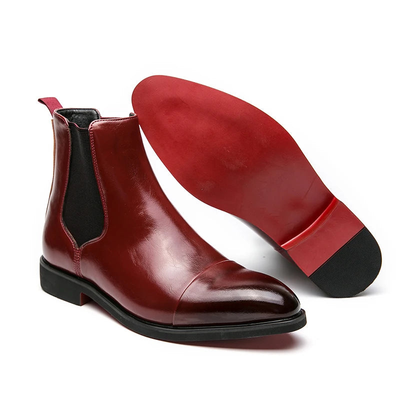 Men's Sleek Fit Chelsea Ankle Boots - Cap Toe Slip-On Design for Effortless Style