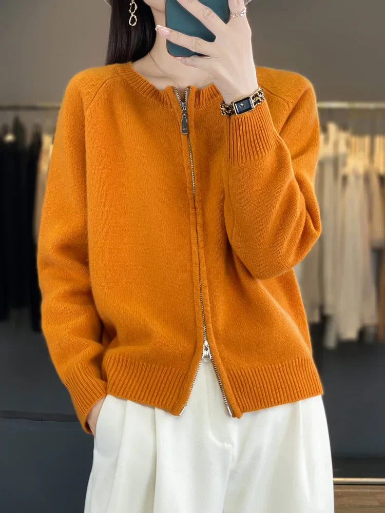 Cotton Zip Up Sweater