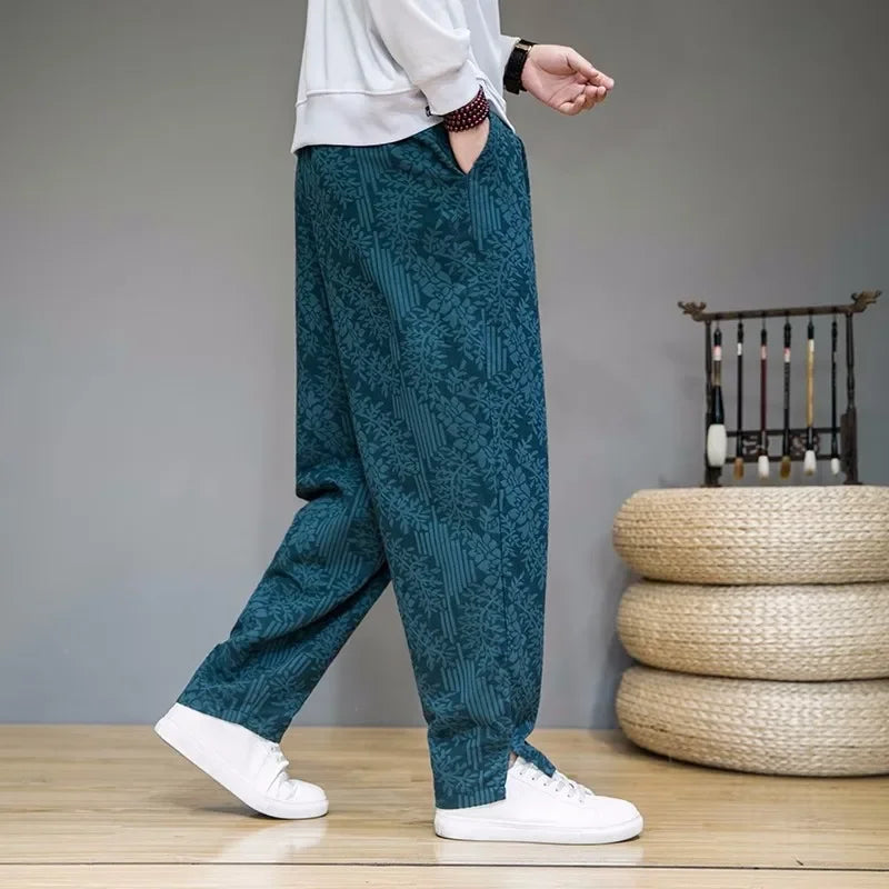 Floral Linen Straight Leg Pants