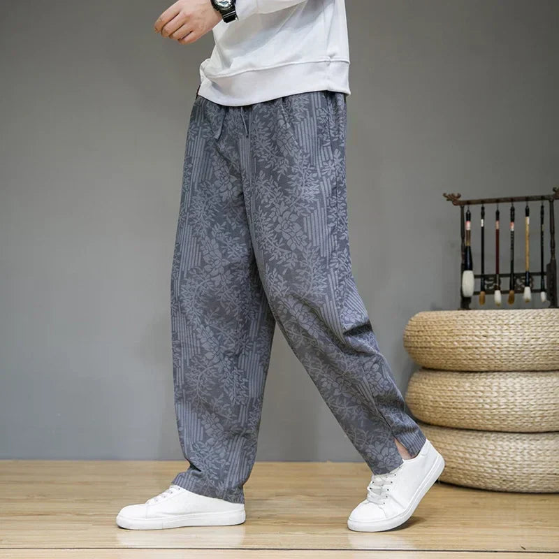 Floral Linen Straight Leg Pants