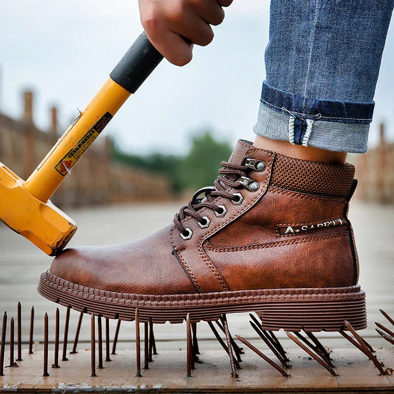 Men's Waterproof Steel Toe Safety Boots - Slip-Resistant Work Footwear for Ultimate Protection and Comfort