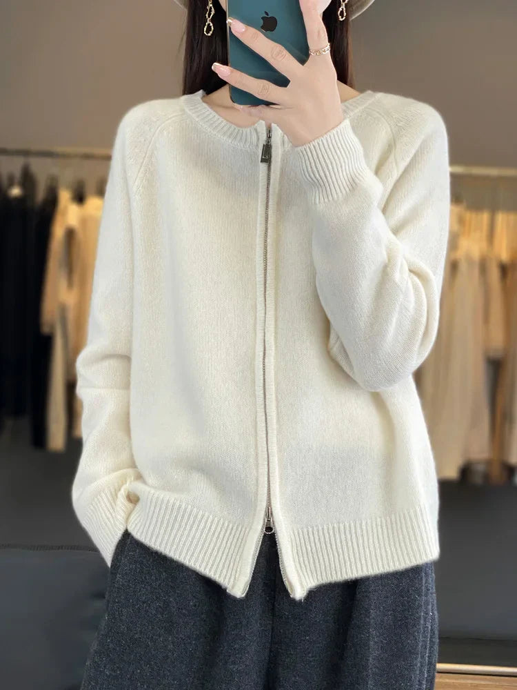 Cotton Zip Up Sweater