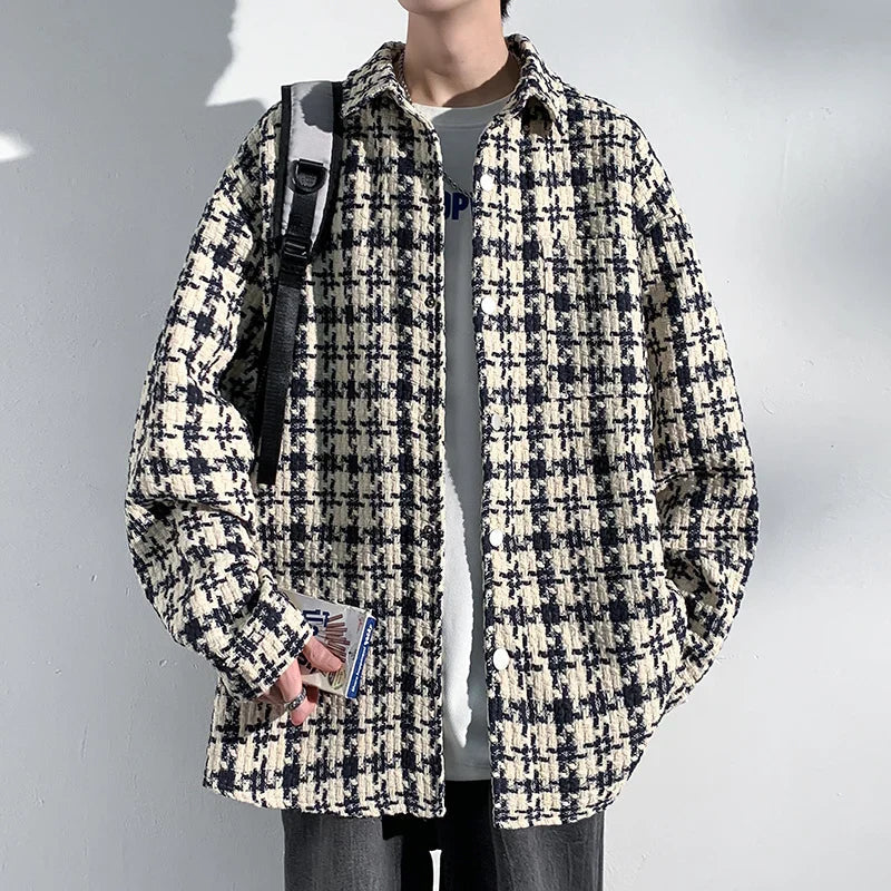 Houndstooth Cotton Overshirt Jacket