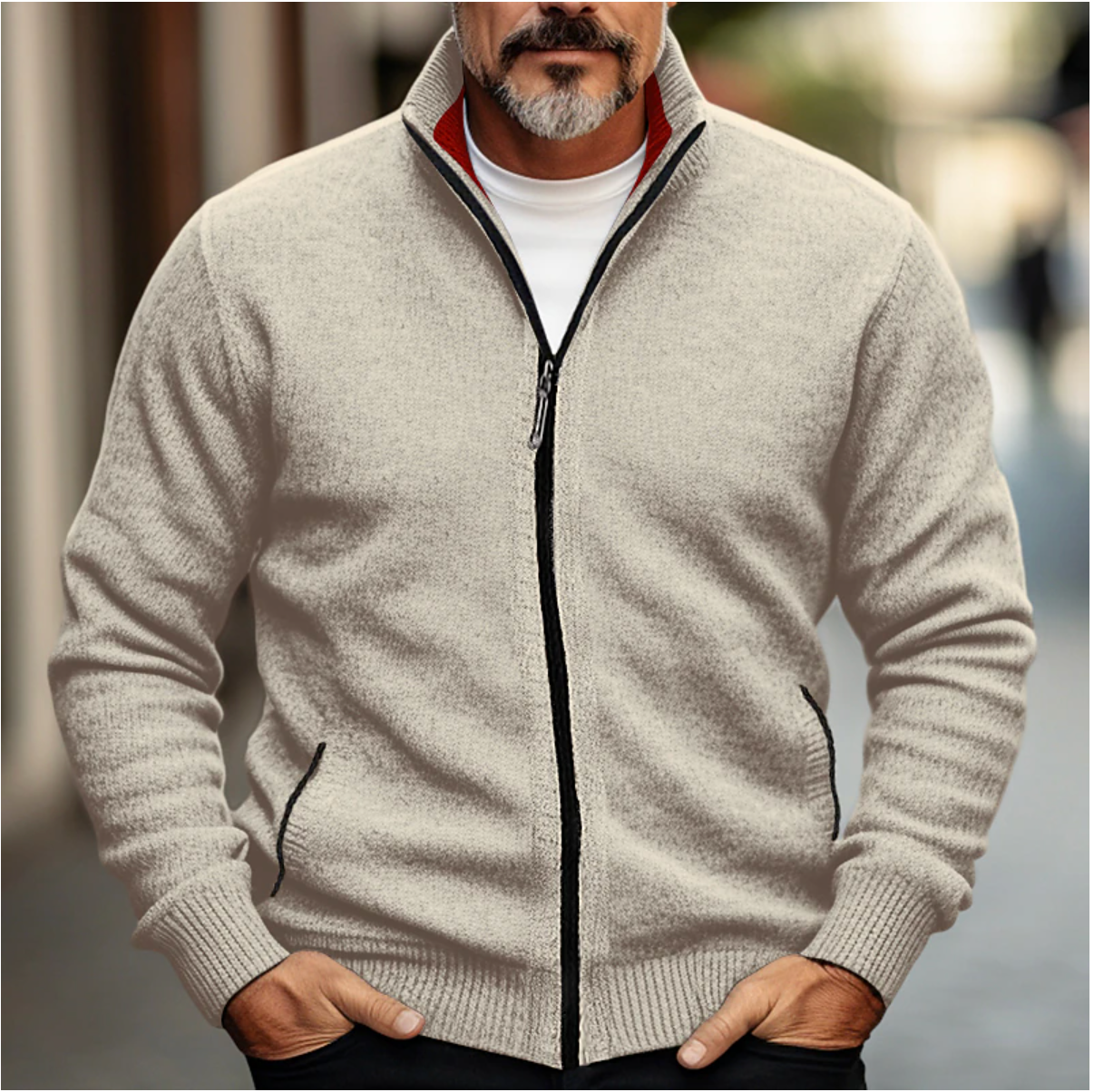 Men's High Collar Zip-Up Cardigan - Soft Knit Sweater for Ultimate Comfort