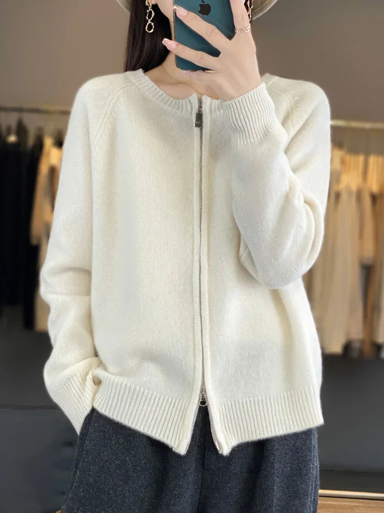 Cotton Zip Up Sweater