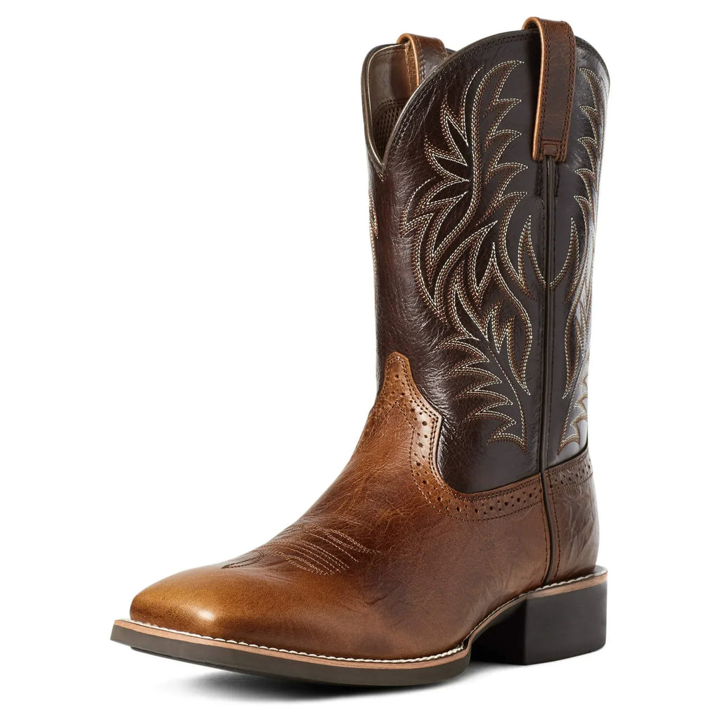 Men's Embroidered Western Cowboy Boots - Classic Mid-Calf Square Toe Design