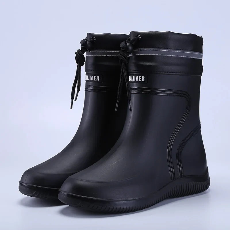 Waterproof Mid-Calf Rubber Rain Boots