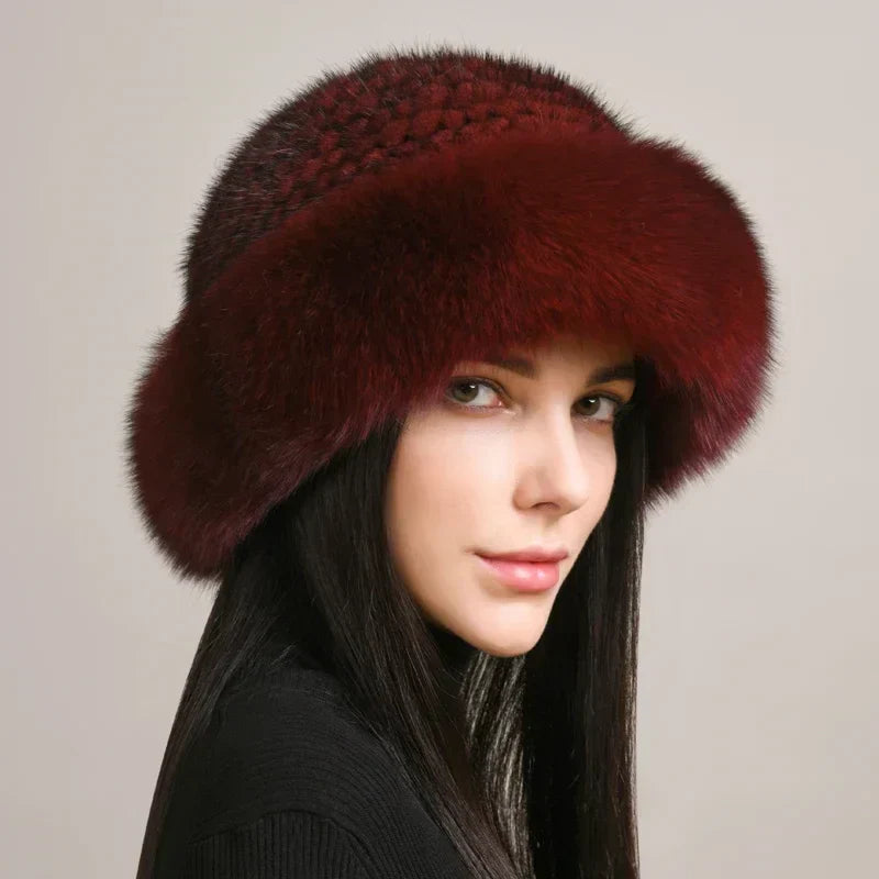 Siberian Aurora Knitted Faux Fur Hat