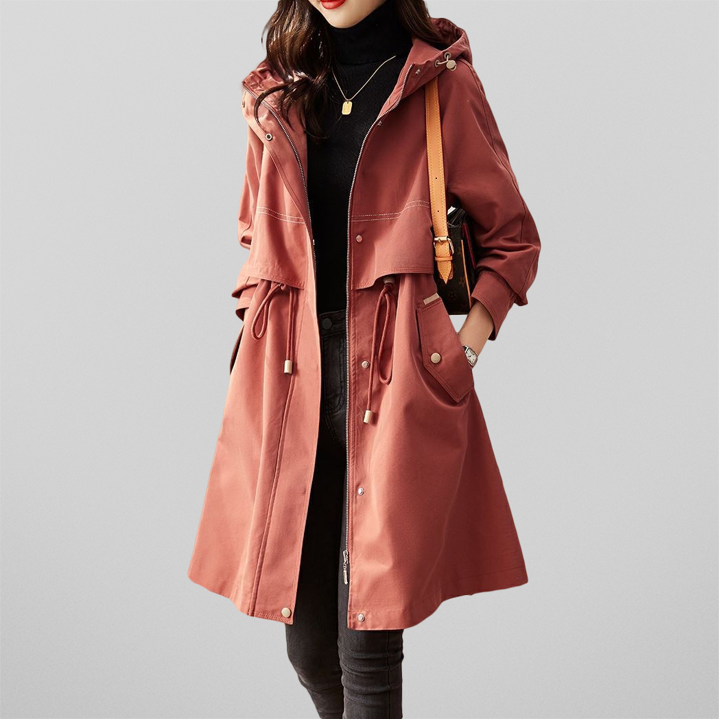 Avencea Elegance Women's Red Hooded Jacket - Stylish & Comfortable Outerwear for All Seasons