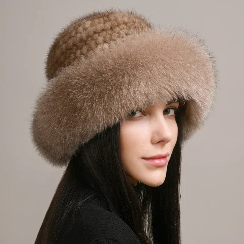 Siberian Aurora Knitted Faux Fur Hat