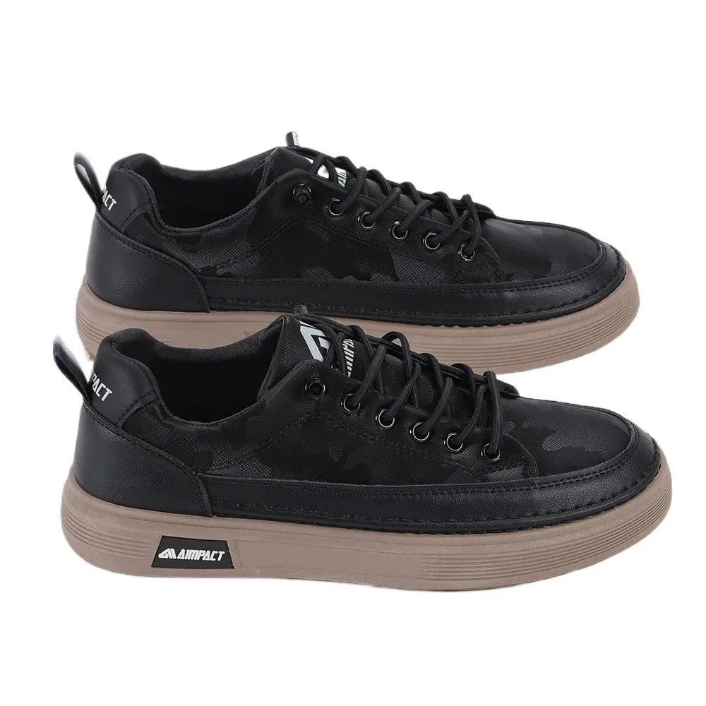 Men's Lace-Up Platform Skate Sneakers with Contrast Sole - Stylish & Comfortable Footwear for Skating and Everyday Wear