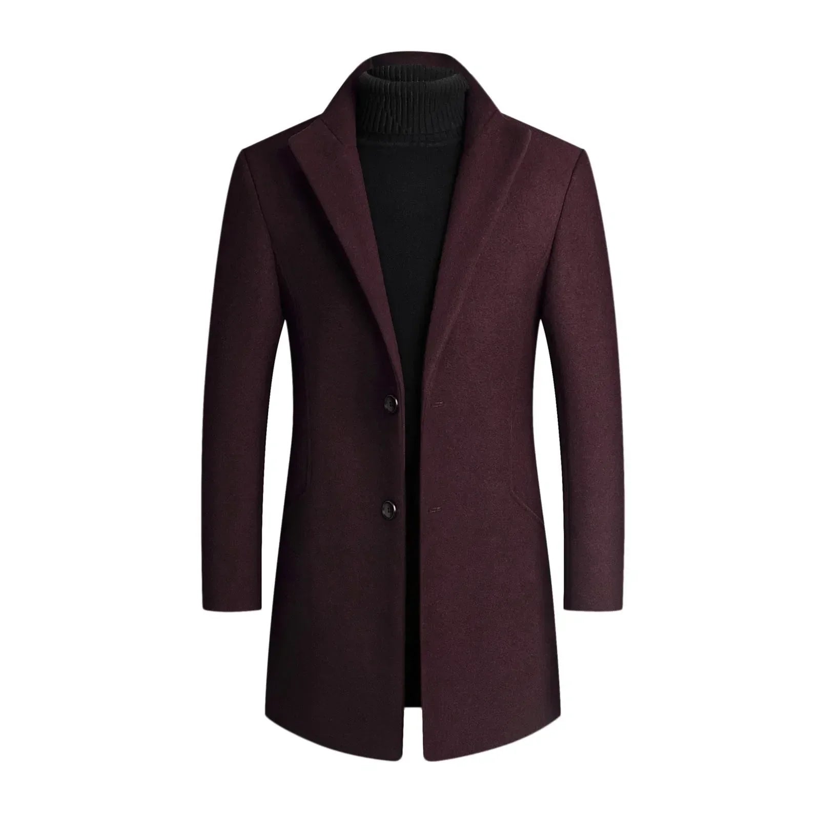 Men's Slim Fit Long Coat - Classic Lapel Design, Stylish Outerwear for Every Occasion
