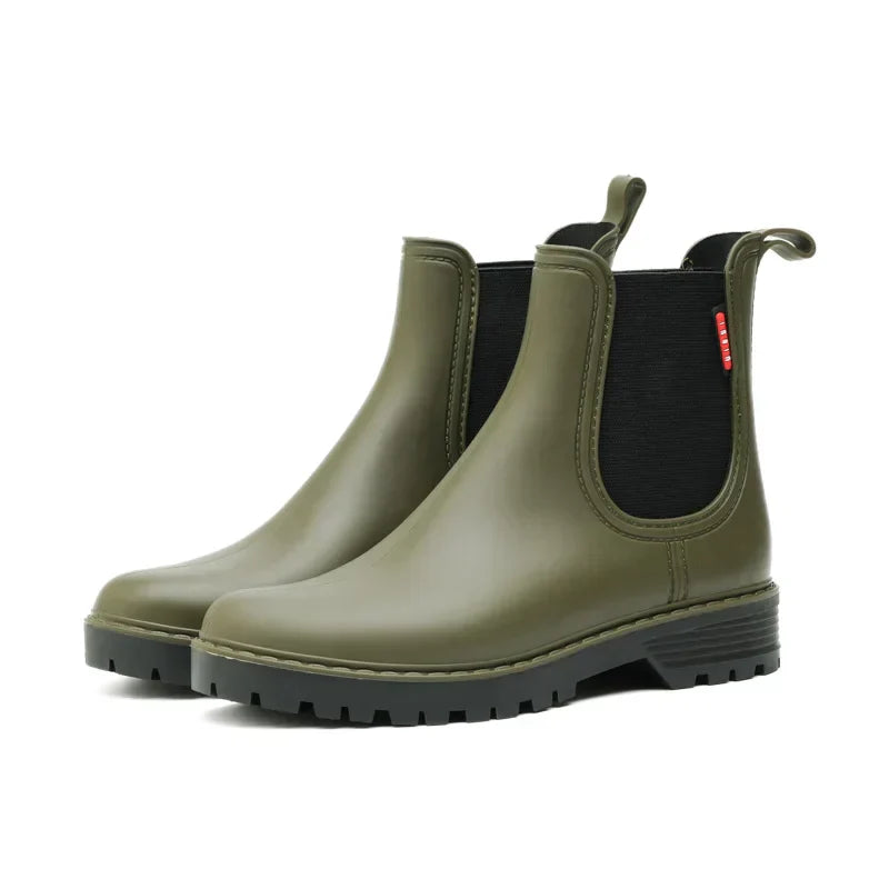 Women's Chelsea Waterproof Rain Boots - Slip-Resistant Rubber Sole for All-Weather Comfort