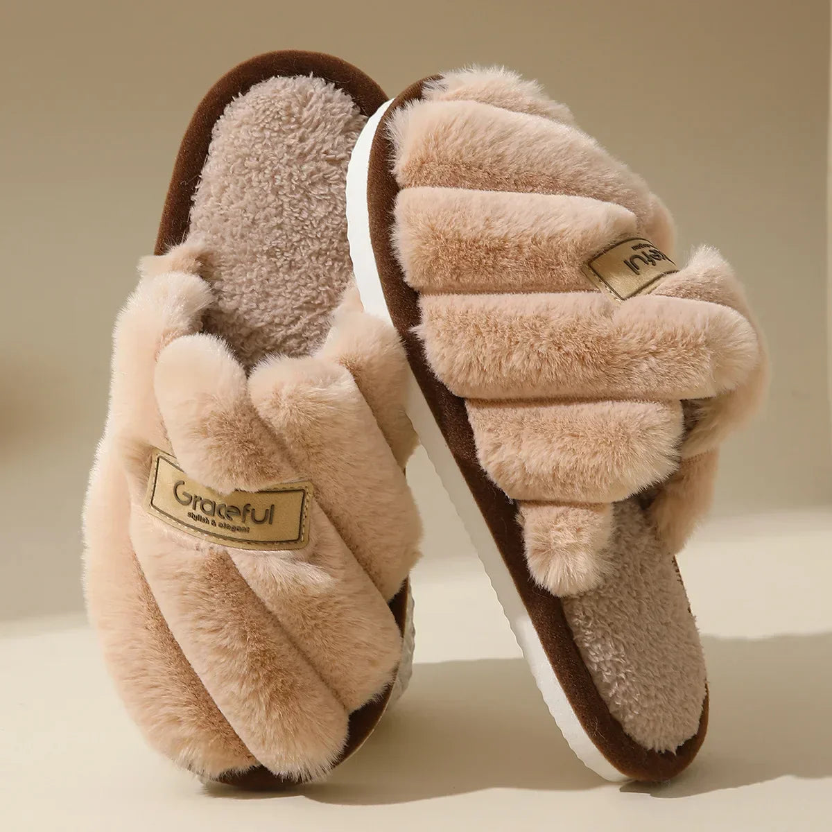 Cozy Women's Plush Slide Slippers - Soft Cushioned Indoor Comfort Footwear