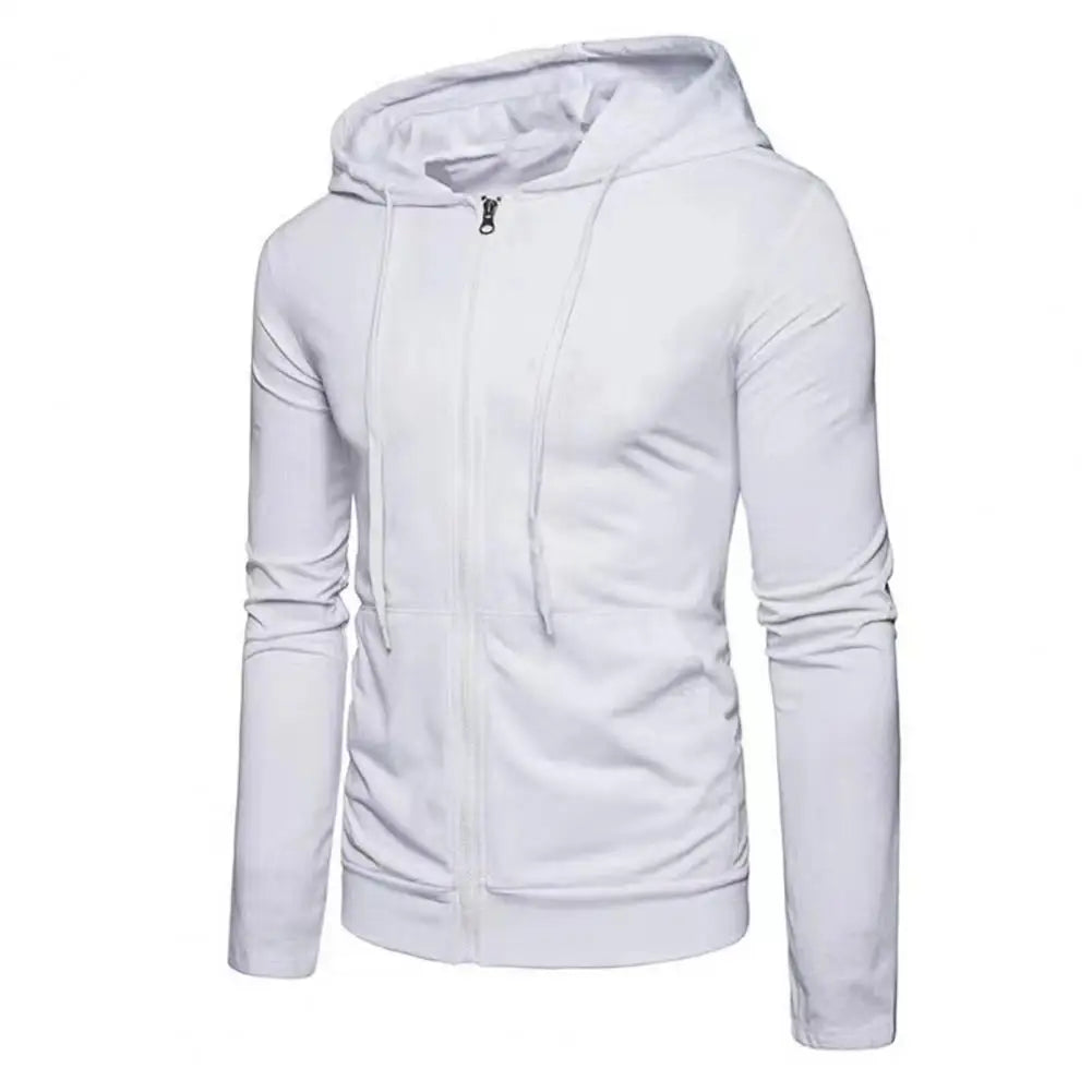 Men's Slim Fit Zip-Up Sport Hoodie with Adjustable Drawstring Hood - Perfect for Active Lifestyle